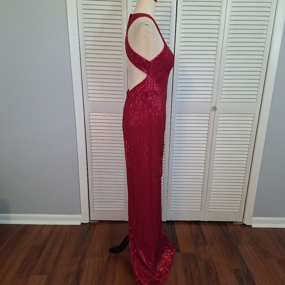 Adrianna papell halter sequin body form dress sz 6 - Picture 4 of 8